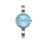 Viceroy Montre pour femme 41146-37 - Boîtier en acier avec zircons bleu clair, cadran bleu, bracelet en acier, 30 mm, 3 ATM, argent métallique