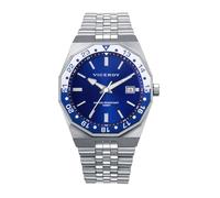 Viceroy Montre Homme 42461-37 - Boîtier en acier avec lunette rotative, cadran bleu, bracelet en acier, 41 mm, 10 ATM, mouvement à quartz, argent métallique
