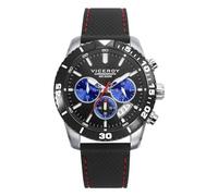 Viceroy Magnum 401455-57 - Montre homme chronographe analogique, boîtier en acier inoxydable, cadran noir avec sous-cadrans bleus, bracelet en cuir noir