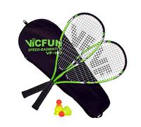 VICFUN Speed-Badminton 100 Set - 2 raquettes de badminton, 3 balles et un sac de badminton de première qualité noir/vert