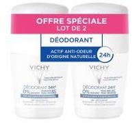 Vichy Déodorant 24H Toucher Sec Peau Sensible Roll-On Lot de 2 x 50 ml - Lot 2 x 50 ml