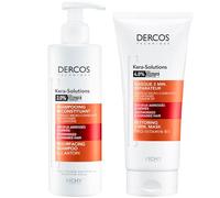 Vichy Dercos Kera-Solutions Duo - Shampooing Resurfaçage 250ml + Masque Revitalisant 200ml - Réparation Cheveux Abîmés - Soin Pro-Kératine & Allantoïne