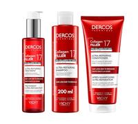 Vichy, Dercos, Routine Anti-Casse des Cheveux, Pré-Shampooing 150ml, Shampooing 200ml & Après-Shampoing 200ml, avec Peptides Pro-Collagènes et Acide Citrique, Collagen 17 Filler, Lot de 3 produits