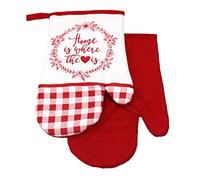 Vichy F719259C- Lot de 2 gants de cuisine aimantés pour barbecue et four Rouge écru)