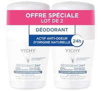 VICHY LABORATOIRES Déodorant Roll-On Femme Anti-Odeurs 24h Toucher Sec Sans Sels d'Aluminium Lot de 2x50ml - Lot de 2