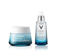 VICHY | Pack Minéral 89 | Booster 50ml + Crème riche 100h 50ml | Soin visage hydratant longue durée | Renforce la barrière d'hydratation de la peau | Eau volcanique de Vichy & Acide hyaluronique