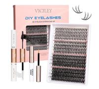 VICILEY Kit d'extension de faux cils individuels 320 grappes de cils individuels avec liaison de cils et applicateur de sceau, extensions de cils naturels, moelleux, réutilisables de styles mixtes 30D