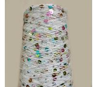VICIYOO Lot de 5 pelotes de Fil de Coton à Paillettes, 50 g/140 m, 6 mm + 3 mm, pour Bricolage, Accessoires de vêtements, poupée de Chiffon, Fils à Tricoter, Crochet