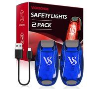 VICKSONGS Cartable à 2 LED clignotantes - Rechargeable par USB - Pendentif LED - Lumière clignotante pour vélo, casque, cartable - Lumière de sécurité pour enfants, coureurs, sac à dos, chien (bleu)