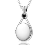 VICKWOOD h2o Soudain Sirène Chaîne h20 Médaillon avec 5A zirconium en blanc/rose/jaune Amulette personnalisée pour images Cadeau d'anniversaire pour femme (5A Silber_Schwarz)