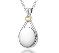 VICKWOOD h2o Soudain Sirène Chaîne h20 Médaillon avec 5A zirconium en blanc/rose/jaune Amulette personnalisée pour images Cadeau d'anniversaire pour femme (5A Silber_Gelb)