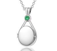 VICKWOOD h2o Soudain Sirène Chaîne h20 Médaillon avec 5A zirconium en blanc/rose/jaune Amulette personnalisée pour images Cadeau d'anniversaire pour femme (5A Silber_Grün)