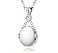 VICKWOOD h2o Soudain Sirène Chaîne h20 Médaillon avec 5A zirconium en blanc/rose/jaune Amulette personnalisée pour images Cadeau d'anniversaire pour femme (5A Silber_Weiß)