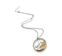 VICKWOOD h2o Soudain Sirène Chaîne h20 Médaillon avec 5A zirconium en blanc/rose/jaune Amulette personnalisée pour images Cadeau d'anniversaire pour femme (Silber)