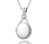 VICKWOOD h2o Soudain Sirène Chaîne h20 Médaillon avec 5A zirconium en blanc/rose/jaune Amulette personnalisée pour images Cadeau d'anniversaire pour femme (5A Silber_Pink)