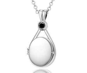 VICKWOOD h2o Soudain Sirène Chaîne h20 Médaillon avec 5A zirconium en blanc/rose/jaune Amulette personnalisée pour images Cadeau d'anniversaire pour femme (5A Silber_Schwarz)