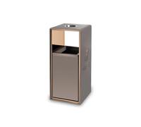 Vickyliou Trash can with lid, Poubelle d'extérieur avec cendrier carré en métal, grande poubelle commerciale domestique moderne (avec cendrier) or blanc gris,Outdoor trash can(Gray)