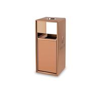 Vickyliou Trash can with lid, Poubelle d'extérieur avec cendrier carré en métal, grande poubelle commerciale domestique moderne (avec cendrier) or blanc gris,Outdoor trash can(Gold)