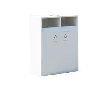 Vickyliou Trash can with lid, Poubelle en acier inoxydable, poubelle extérieure commerciale for le public,Outdoor trash can(White,L)