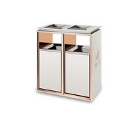 Vickyliou Trash can with lid, Poubelle extérieure double seau colonne de cendrier carré en métal, grande poubelle commerciale domestique moderne avec cendrier,Outdoor trash can(White,L)