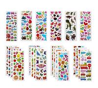 Vicloon 22 Feuilles Autocollants 3D pour 3 Ans et Plus, Stickers 500+Pack, Autocollants de Variétés pour Récompenser Scrapbooking, y Compris Animaux, Dinosaures, Numéros, etc