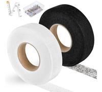 Vicloon 2Pcs Bande Thermocollante, 70m X 20mm, avec Ruban à Mesurer et Aiguilles, Ourlet Ruban Thermocollant Lavable Aucune Couture pour Assembler des Tissus, Pantalons, Rideaux,Vêtements