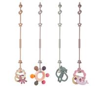 Vicloon 4PCS Ceintures de Sécurité pour Jouets, Sangle de sécurité extensible en silicone,Silicone Pacifier Chain,Tasse à Boire Sangles,Sangles de Sécurité pour Poussette pour Poussette, Chaise Haute