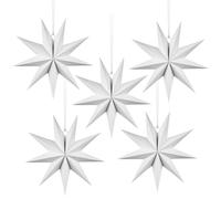 Vicloon 5PCS Étoiles en Papier de Noël, Decoration Noel Étoiles à Suspendre, 30cm, Décorations de Sapin de Noël en Papier, pour Mariage Anniversaire Chambre Plafond Christmas Party Deco (Blanc)