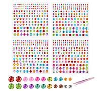 Vicloon 666pcs Strass Auto-adhésif Visage Maquillage Strass Pierres Precieuses Autocollants Avec Brucelles pour DIY Visage Maquillage Décoration - 3mm 4mm 5mm 6mm