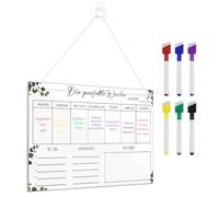 Vicloon 9 Pièces Calendrier Magnétique Frigo, pour Planning Hebdomadaire | Planning Mensuel Tableau Acrylique Effaçable à Sec Familial Planner Semainier Effacable avce Feutres et Crochet,Transparent