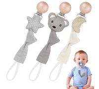 Vicloon Attache Tetine Coton,3pcs Attache Sucette avec Pince Chaîne de Tétine Tissu pour Bébé pour Fixer Tétine Aux Vêtements de Bébé pour Cadeau de Douche de Bébé