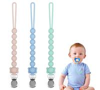 Vicloon Attache Tétine en Silicone,3pcs Attache Sucette avec Pince Attache Tetine pour Bébé pour Fixer Tétine Aux Vêtements de Bébé pour Cadeau de Douche de Bébé