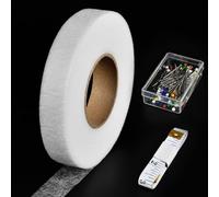 Vicloon Bande Thermocollante, 70m X 20mm, avec Ruban à Mesurer et Aiguilles, Ourlet Ruban Thermocollant Lavable Aucune Couture pour Assembler des Tissus, Pantalons, Rideaux,Vêtements