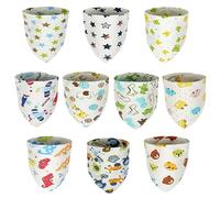 Vicloon Bavoirs Bébé Bandana,10pcs Bébé Bavoir Triangl 100% Coton Triangle Bavoirs pour Bebe avec 2 Bouton Réglable Biologique et Absorption De l'eau pour Bébés, Tout-Petits et Nouveau-nés
