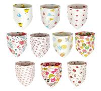 Vicloon Bavoirs Bébé Bandana,10pcs Bébé Bavoir Triangl 100% Coton Triangle Bavoirs pour Bebe avec 2 Bouton Réglable Biologique et Absorption De l'eau pour Bébés, Tout-Petits et Nouveau-nés