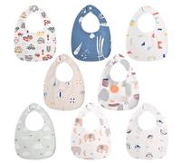 Vicloon Bavoirs Bébé Bandana, 8pcs Bavoirs Bebe Triangle Bavoirs 100% Coton, Bébé Bavoir avec Boutons Pression Réglables, Bavoirs Nouveau-Né pour filles et garçons