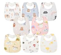 Vicloon Bavoirs Bébé Bandana, 8pcs Bavoirs Bebe Triangle Bavoirs 100% Coton, Bébé Bavoir avec Boutons Pression Réglables, Bavoirs Nouveau-Né pour filles et garçons