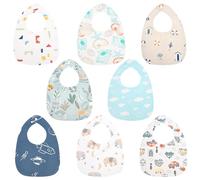 Vicloon Bavoirs Bébé Naissance, 8PCS Bavoirs Bébé Imperméables, Coton Doux Réglable Bébés Bavoir, Absorbant Respirent Nourrissons pour Filles Garçons Bave et Dentition