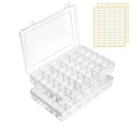 Vicloon Boite Compartiment Transparent, 2PCS Boite Rangement Plastique avec 36 Compartiments, Boites de Rangement Plastique avec Séparateurs Réglables, Pour Petites Pièces, Ongles, Perles, Bijoux