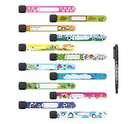 Vicloon Bracelet Identification de Securit,12PCS Bracelet Identification Enfant + marqueur, Bracelet D'urgence pour Enfant Anti Perdu Réutilisable Étanche