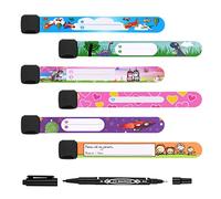 Vicloon Bracelet Identification de Securit,6PCS Bracelet Identification Enfant + marqueur, Bracelet D'urgence pour Enfant Anti Perdu Réutilisable Étanche