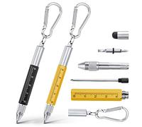 Vicloon Cadeau Homme Noel, Stylo Multifonction 6 en 1, 2pcs Stylo à Bille Multifonction avec Mousqueton, Cadeaus Gadgets Insolite Utile pour Hommes/Femmes, Cadeau Homme Original Rigolo