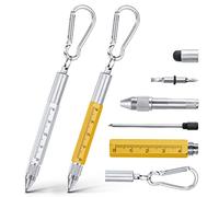 Vicloon Cadeau Homme Noel, Stylo Multifonction 6 en 1, 2pcs Stylo à Bille Multifonction avec Mousqueton, Cadeaus Gadgets Insolite Utile pour Hommes/Femmes, Cadeau Homme Original Rigolo