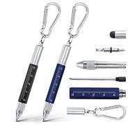 Vicloon Cadeau Homme Noel, Stylo Multifonction 6 en 1, 2pcs Stylo à Bille Multifonction avec Mousqueton, Cadeaus Gadgets Insolite Utile pour Hommes/Femmes, Cadeau Homme Original Rigolo
