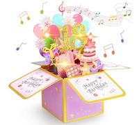 Vicloon Carte d'anniversaire Pop-Up 3D, Carte Anniversaire 18 Ans avec Enveloppe, Carte d'anniversaire avec Musique Lumières LED et Bougies Soufflables, Cadeau pour Maman, Mamie, Fille, Amis