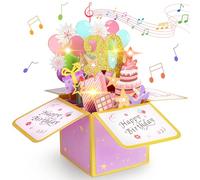 Vicloon Carte d'anniversaire Pop-Up 3D, Carte Anniversaire 30 Ans avec Enveloppe, Carte d'anniversaire avec Musique Lumières LED et Bougies Soufflables, Cadeau pour Maman, Mamie, Fille, Amis