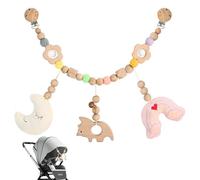 Vicloon Chaîne de Poussette en Bois, Chaîne de Landau pour Landau ou Siège Voiture pour Enfant Garçon Fille, Jouets pour Poussettes Para Bébés, Cadeau de Naissance pour Bébé à Partir de 0 Mois