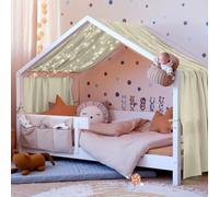 Vicloon Ciel de Lit pour Maison, Décoration Ciel de Lit pour Chambre d'enfant, 100% Coton Muslin Biologique 135 x 360 cm, Ciel de Lit pour Montessori Lit d'enfant, Beige