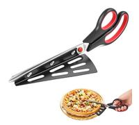 Vicloon Ciseaux à Pizza avec Pelle, 27CM Rouge Coupe Pizza Multifonctionnels