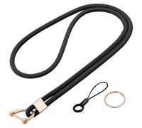 Vicloon Cordon tour de cou, Cordon de cou, Lanyard Strap Neck, Porte-clés Lanière, Nylon Lanières Porte Badge avec Anneau en Métal pour d'Identification, Clés, Téléphone Portable（Noir）